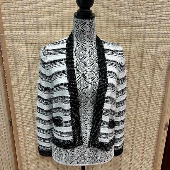 Calvin Klein Black and White Cardigan Sweater - Picture 1 of 5